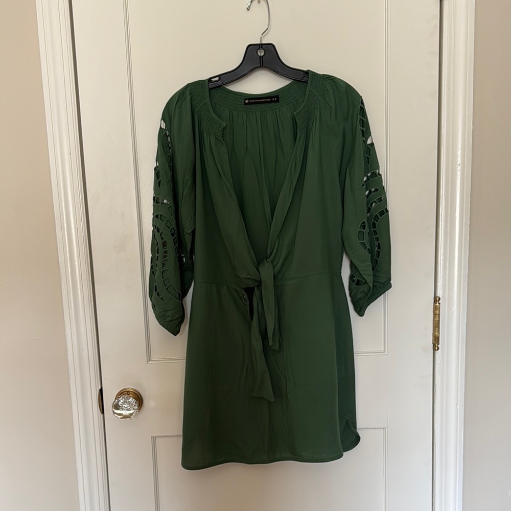 Vix Paula Hermanny Alice Short Chemise Cover Up - Green - Size S-Petite - Picture 2 of 6
